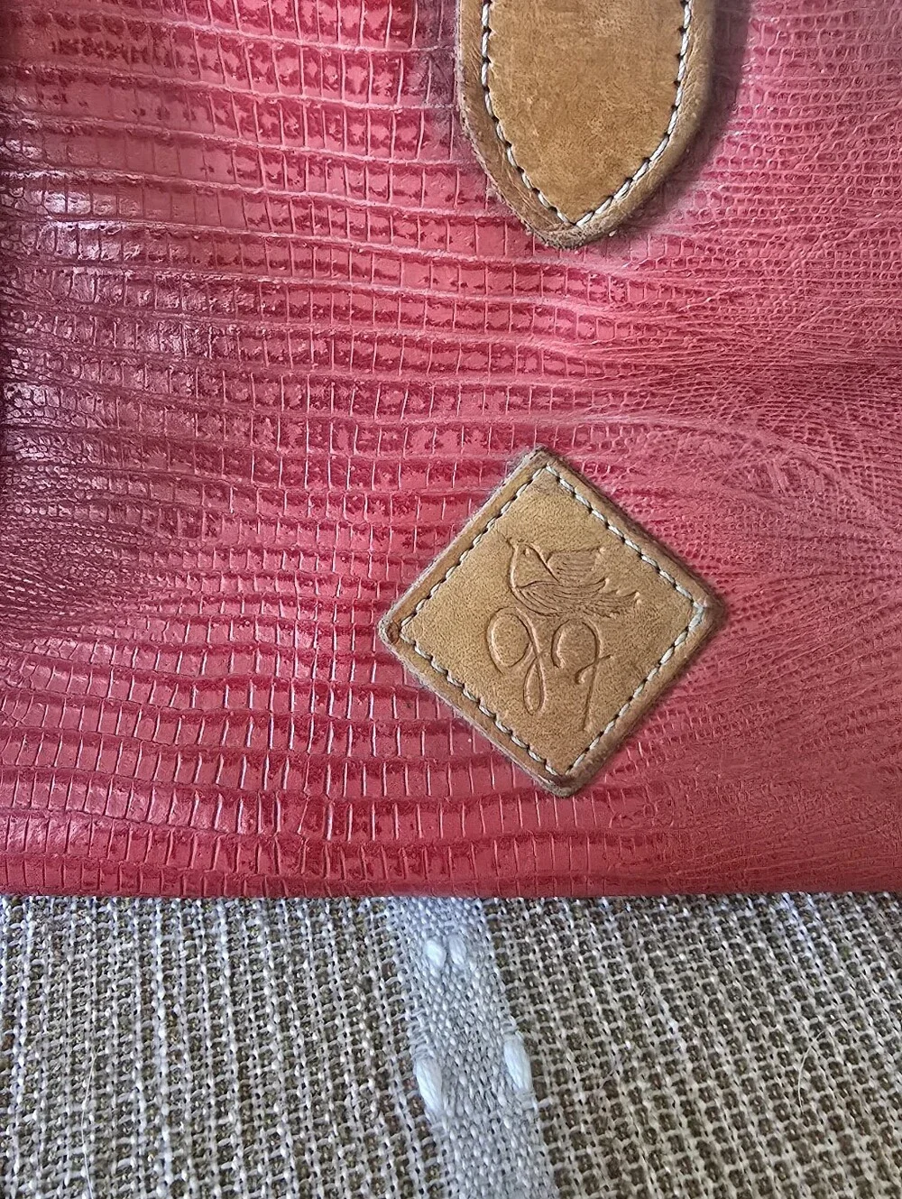 Janie Frickle Collection Circle Y Satchel Red Leather Snakeskin Western Vintage